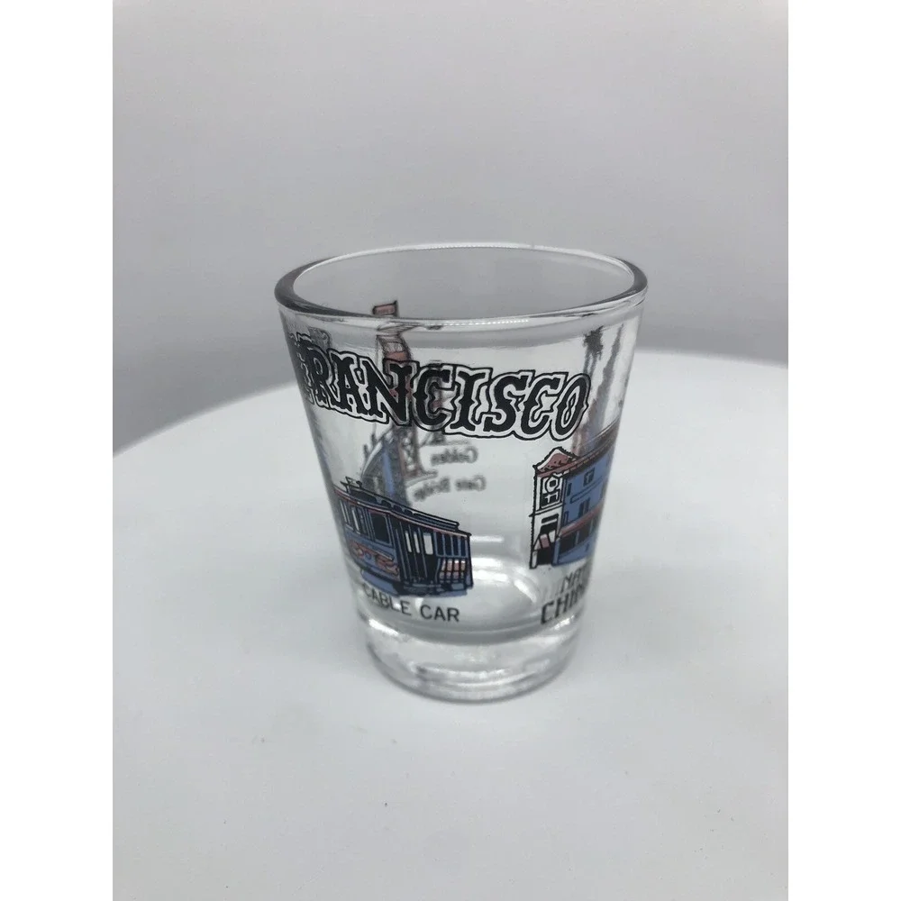 Vtg Shot Glass San‎ Francisco Souvenir Cable Car China Town Golden Gate Bridge